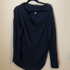 Off shoulder waffle knit sweater